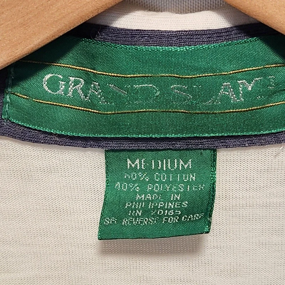 Vintage‎ Grand Slam Polo Men's Med 1/4 Button Short Sleeve Striped Golf 1980-90s